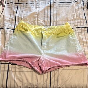 Judy Blue Yellow to Pink Ombre Denim Shorts